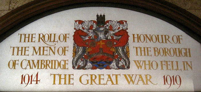 Inscription on the Cambridge Guildhall World War 1 memorial