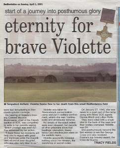 Tempsford Airfield - The Story of Violette Szabo - 1st April 2001